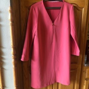 LIKE NEW! Zara Basic Salmon/Pink Shift Dress with Zip Detail-Women’s Medium
